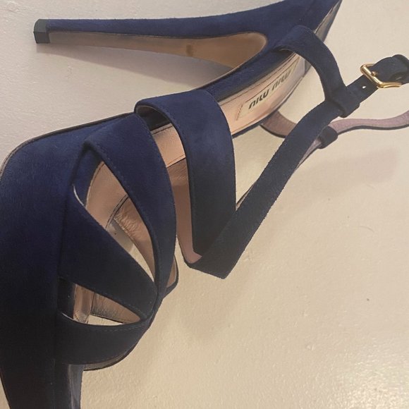 Miu Miu Navy Blue Sandals - Picture 2 of 9